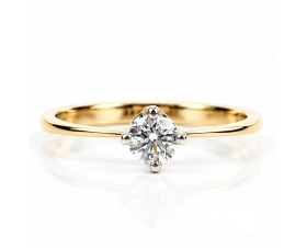 18К  Бяло и Жълто Злато Диамантен Годежен Пръстен    Bloom Jewellery